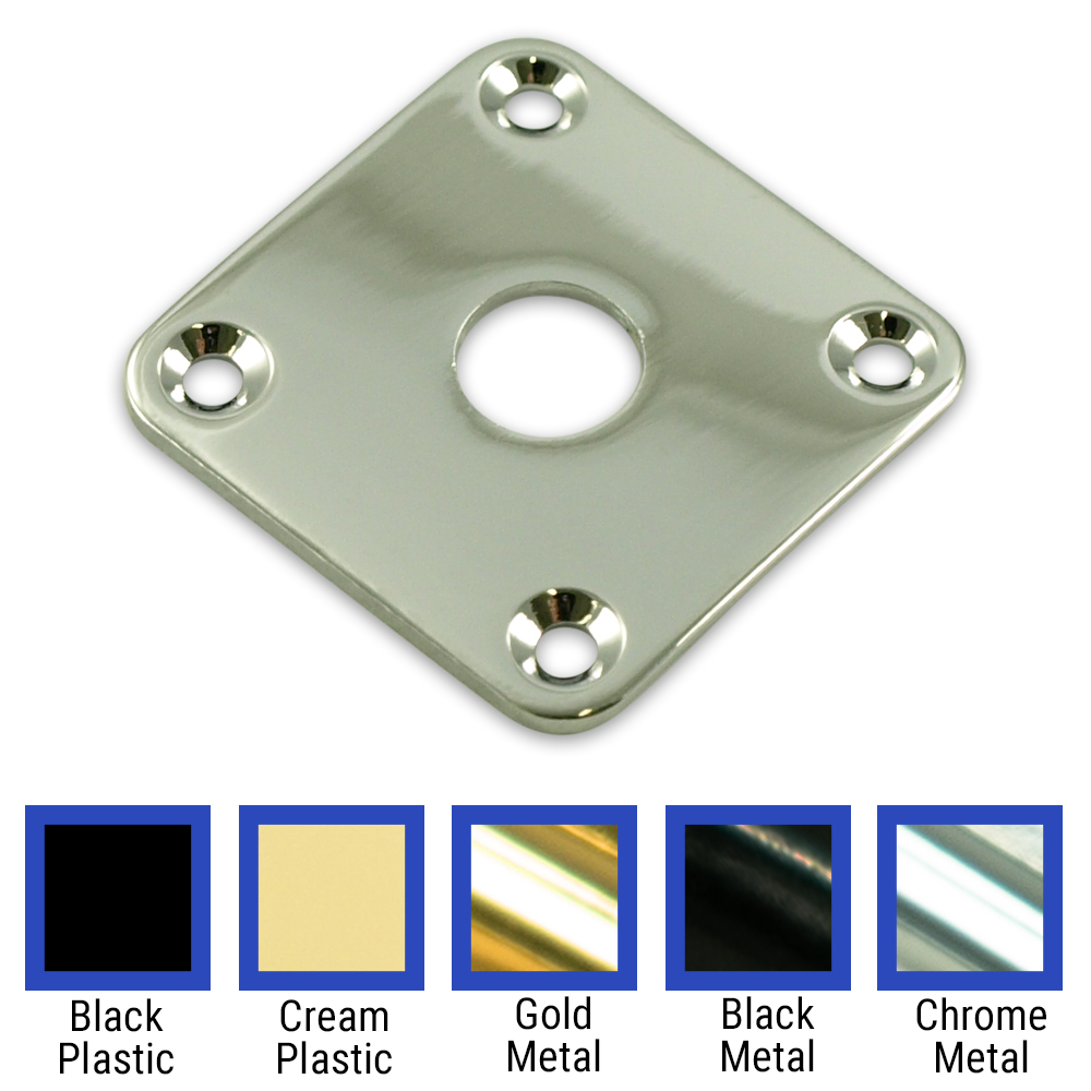 Musiclily Pro Metal Flat Bottom Square Jack Plate for Epiphone Gibson Les Paul Style Guitar Chrome 