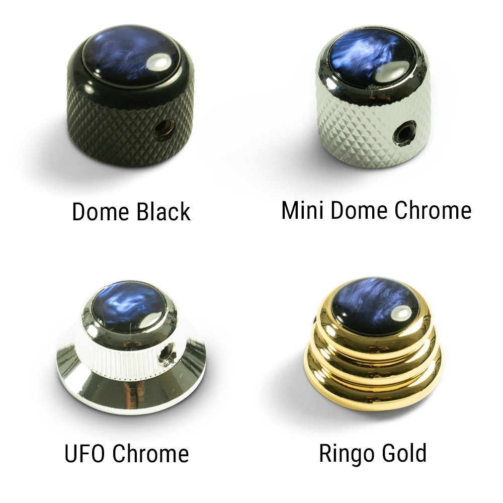 Q-Parts Knobs With Blue Acrylic Pearl Inlay