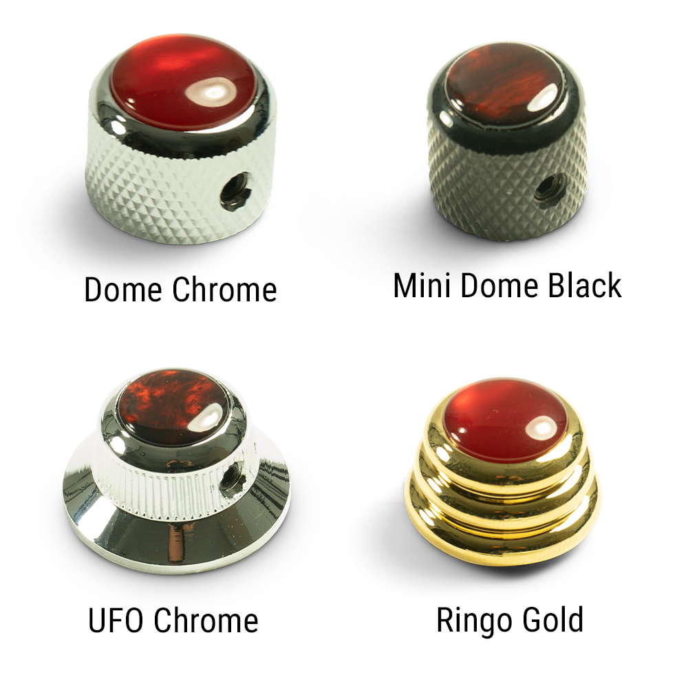 Q-Parts Knobs With Red Acrylic Pearl Inlay