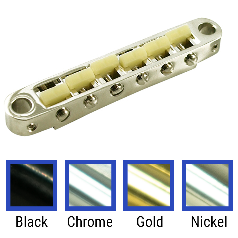 TonePros Metric Locking Tune-o-matic/Tailpiece Set large posts Nickel