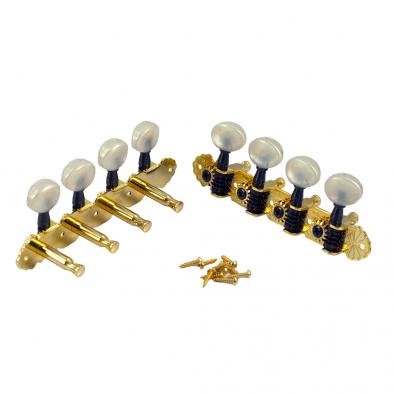 WD 4-On-A-Plate Deluxe Mandolin Tuning Machines Gold With Black Gear